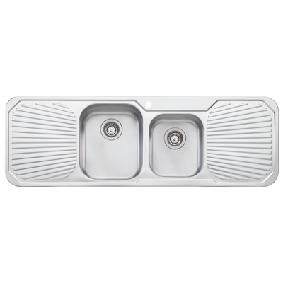 Oliveri Petite 1 And 3/4 Bowl Sink With Double Drainer Stainless Steel