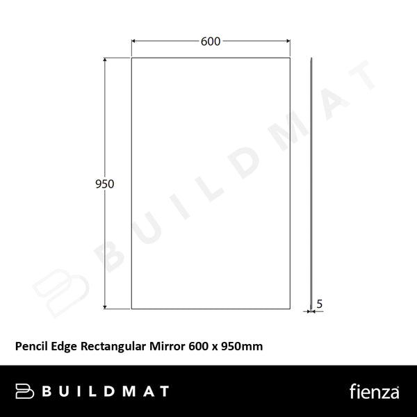 Fienza Pencil Edge Rectangular Mirror 600 x 950mm