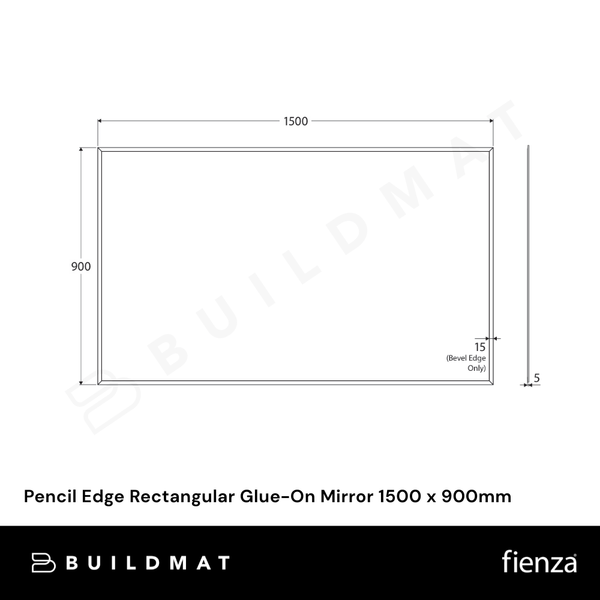 Fienza Pencil Edge Rectangular Glue-On Mirror 1500 x 900mm