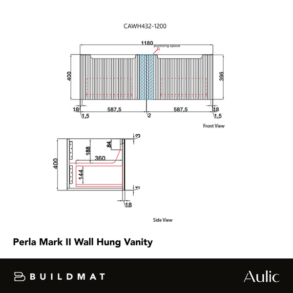 Aulic Perla Mark II 1200mm Wall Hung Vanity
