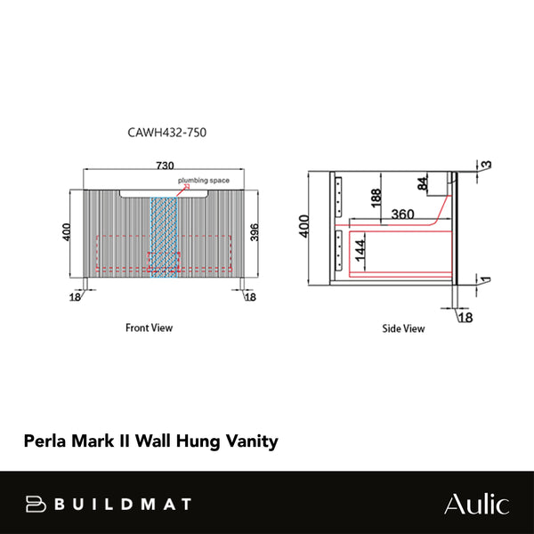 Aulic Perla Mark II 750mm Wall Hung Vanity