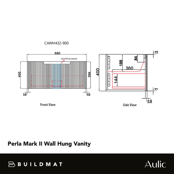 Aulic Perla Mark II 900mm Wall Hung Vanity