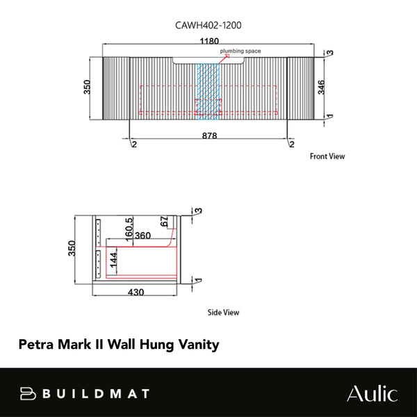 Aulic Petra 1200mm Wall Hung Vanity