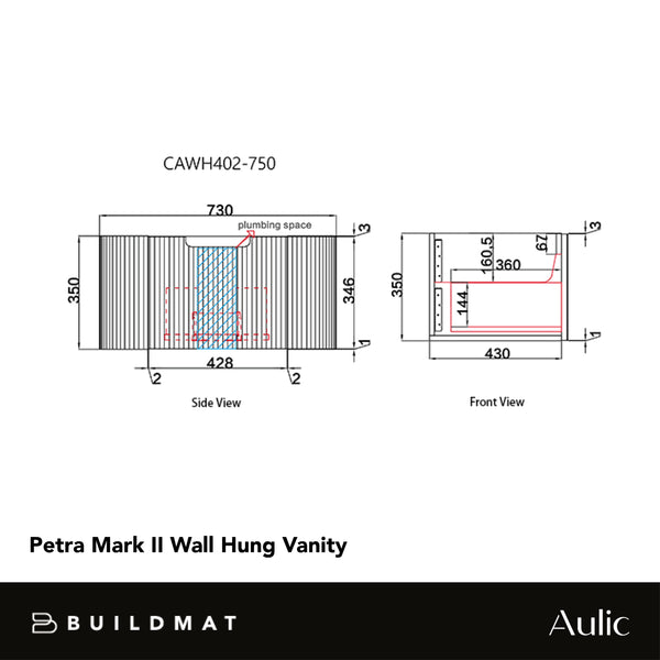 Aulic Petra 750mm Wall Hung Vanity