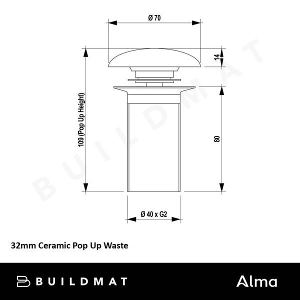 Alma 32mm Aster Calacatta Pop Up Waste