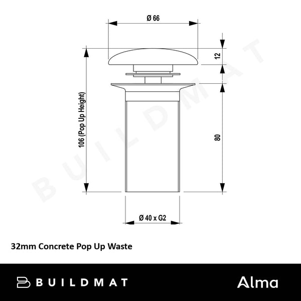 Alma 32mm Concrete Champagne Pink Pop Up Waste