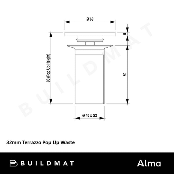 Alma 32mm Nevali Terrazzo Pop Up Waste