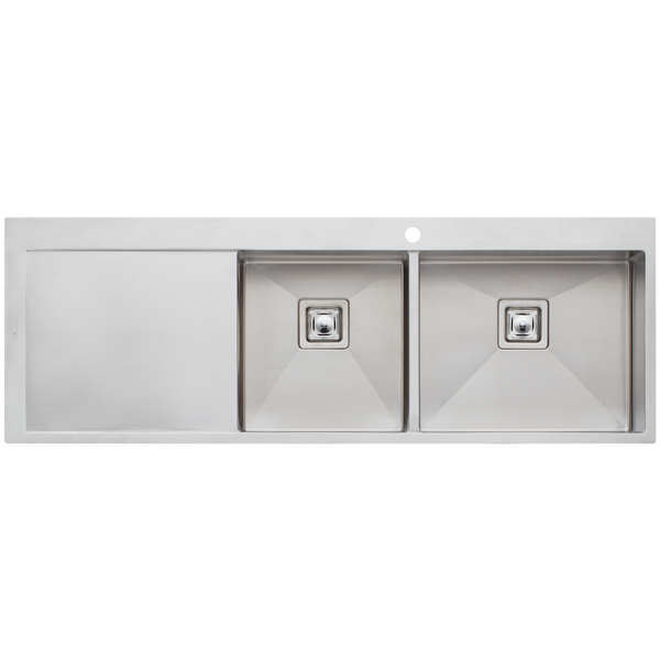 Oliveri Professional Series 1 And 3/4 Bowl Topmount Sink With Left Drainboard Stainless Steel