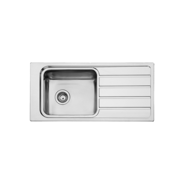 Oliveri Puro Single Bowl Topmount Care Sink with Drainer Stainless Steel