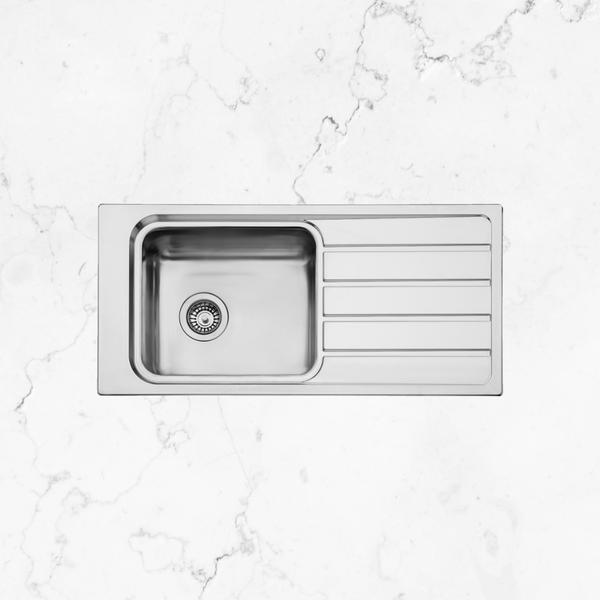 Oliveri Puro Single Bowl Topmount Care Sink with Drainer Stainless Steel