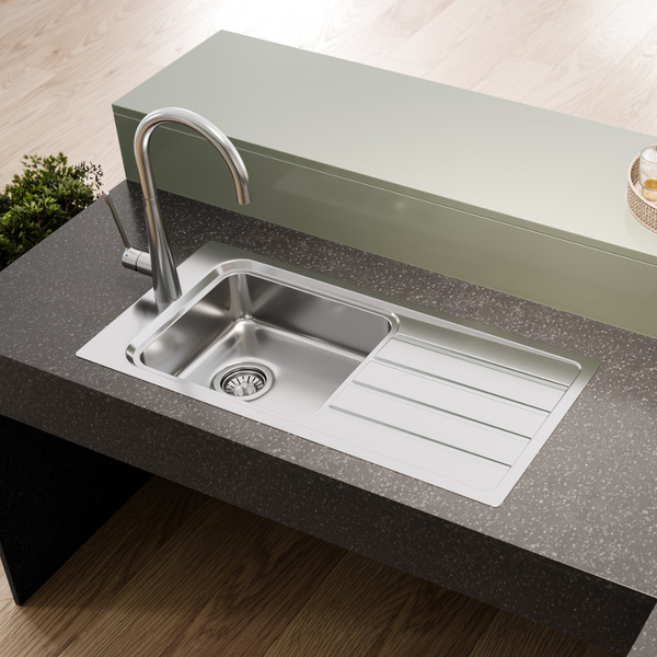 Oliveri Puro Single Bowl Topmount Care Sink with Drainer Stainless Steel