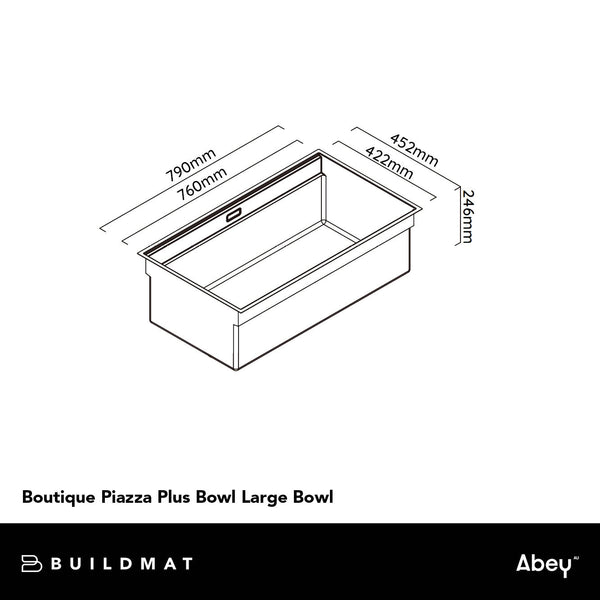 Abey Boutique Piazza Plus Bowl Large Bowl Stainless Steel