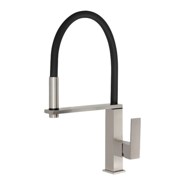 Phoenix Vezz Flexible Hose Sink Mixer Square 210mm Lead Free Brushed Nickel