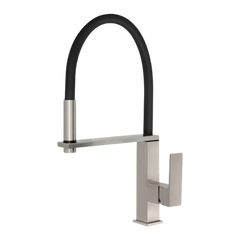 Phoenix Vezz Flexible Hose Sink Mixer Square 210mm Lead Free Brushed Nickel