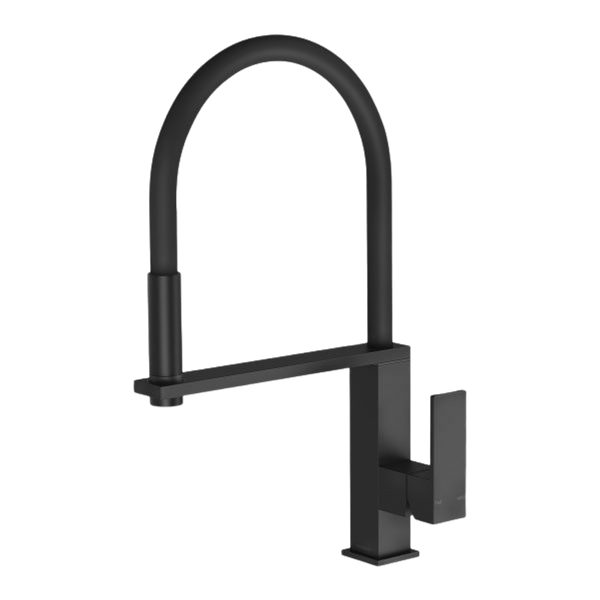 Phoenix Vezz Flexible Hose Sink Mixer 220mm Squareline Lead Free Matte Black