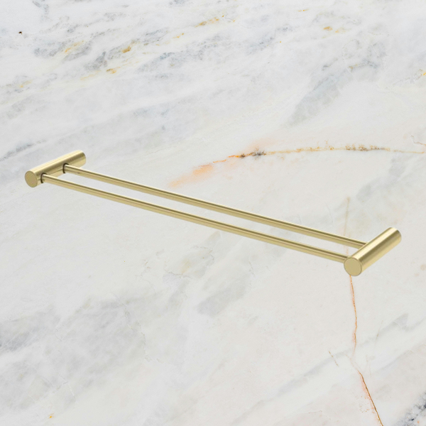 Phoenix Vivid Slimline Double Towel Rail 600mm Brushed Gold