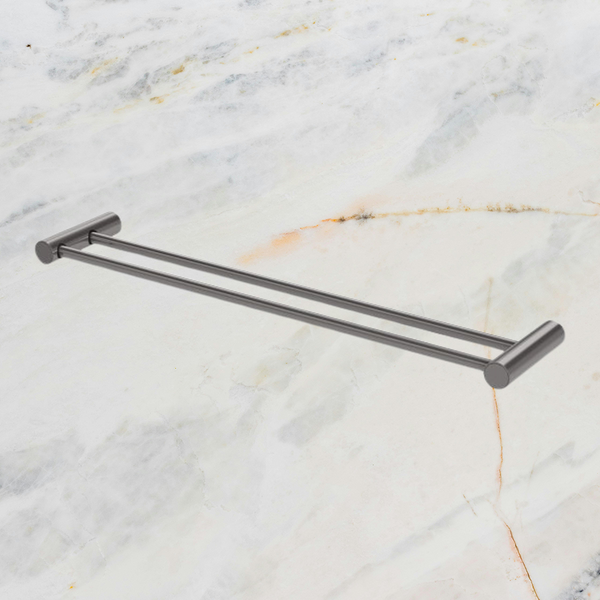 Phoenix Vivid Slimline Double Towel Rail 600mm Brushed Carbon