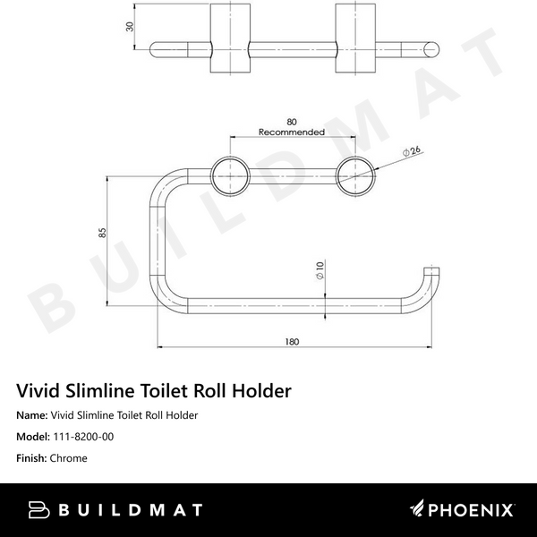 Phoenix Vivid Slimline Toilet Roll Holder Chrome