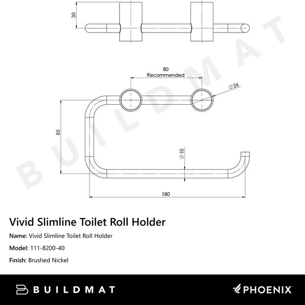 Phoenix Vivid Slimline Toilet Roll Holder Brushed Nickel