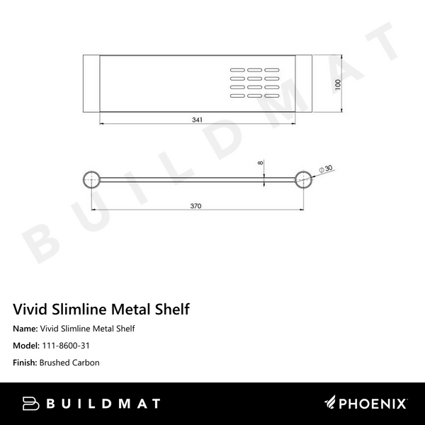 Phoenix Vivid Slimline Metal Shelf Brushed Carbon