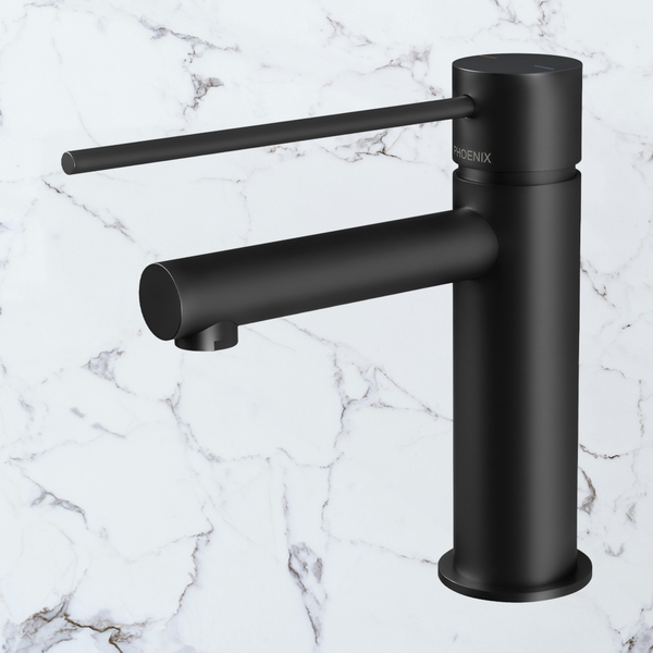 Phoenix Vivid Slimline Basin Mixer with Extended Lever  Matte Black