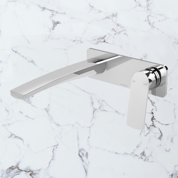 Phoenix Mekko SwitchMix Wall Basin / Bath Mixer Set 200mm Fit-Off Kit Chrome