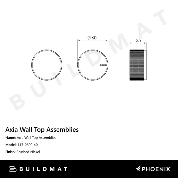 Phoenix Axia Wall Top Assemblies Brushed Nickel