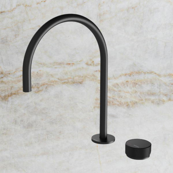 Phoenix Axia Hob Sink Mixer Set 220mm Gooseneck Matte Black
