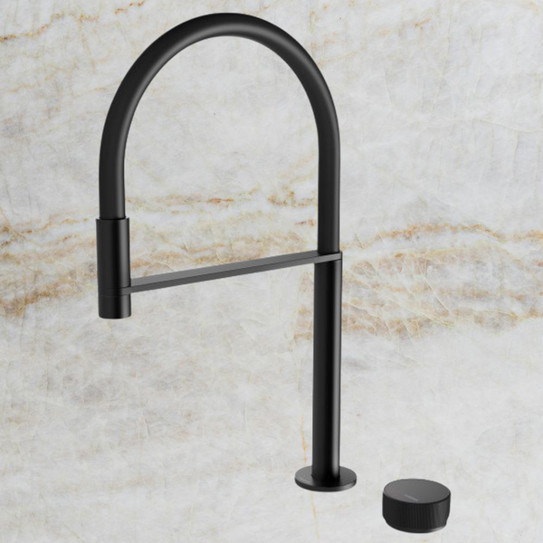 Phoenix Axia Matte Black Hob Sink Mixer Set Flexible Hose 230mm