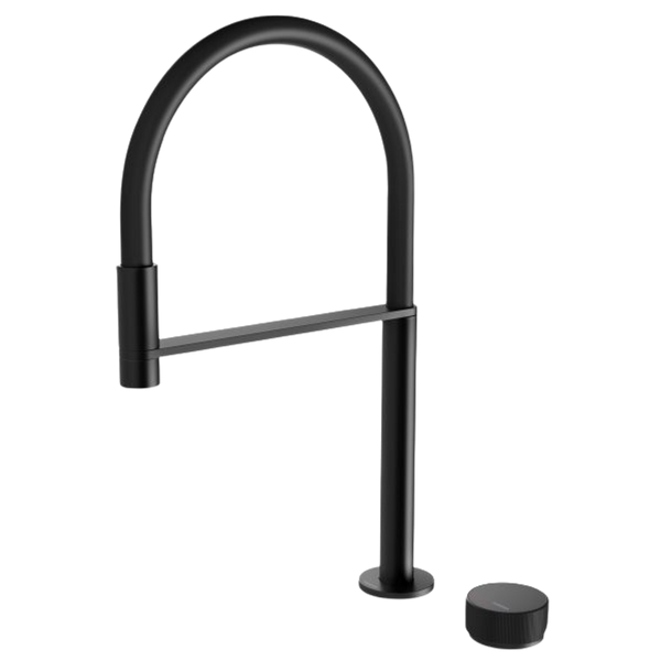 Phoenix Axia Matte Black Hob Sink Mixer Set Flexible Hose 230mm