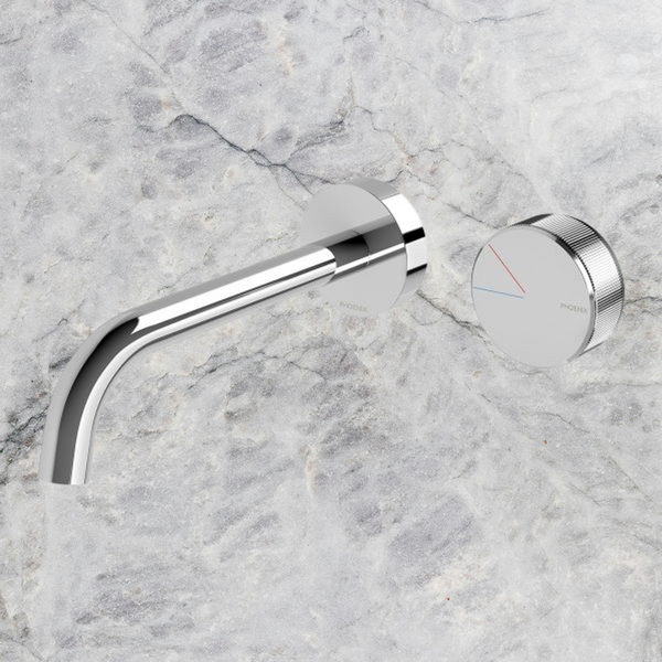 Phoenix Axia Wall Basin/Bath Curved Outlet Mixer Set 180mm  Chrome