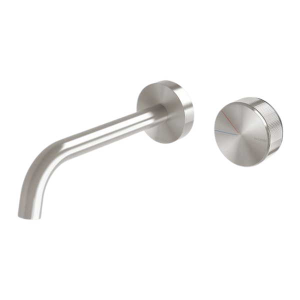 Phoenix Axia Wall Basin/Bath Curved Outlet Mixer Set 180mm Lead Free Brushed Nickel