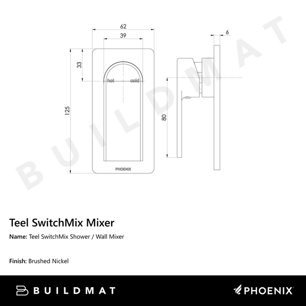Phoenix Teel SwitchMix Shower / Wall Mixer Brushed Nickel (Complete Kit)