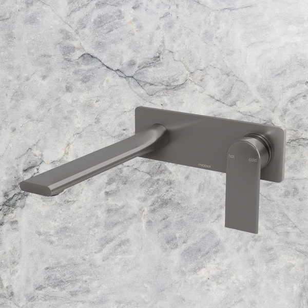 Phoenix Teel SwitchMix Wall Basin / Bath Mixer Set 200mm Fit-Off Kit Brushed Carbon