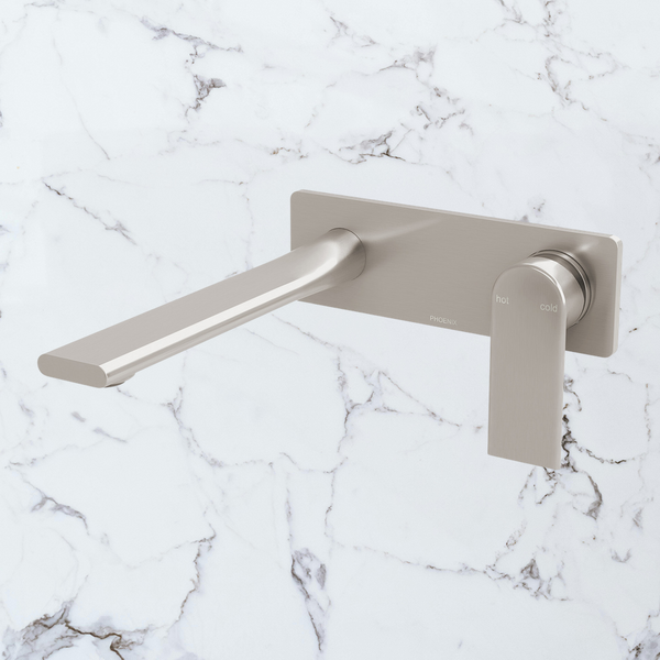 Phoenix Teel SwitchMix Wall Basin / Bath Mixer Set 200mm Fit-Off Kit Lead Free Brushed Nickel