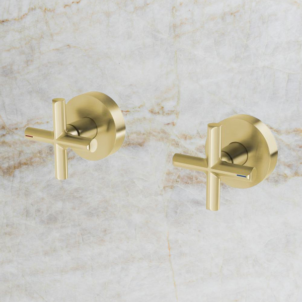 Phoenix Vivid Slimline Plus Wall Top Assemblies 15mm Extended Spindles Brushed Gold Lead Free