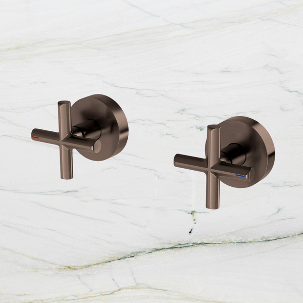 Phoenix Vivid Slimline Plus Wall Top Assemblies 15mm Extended Spindles Brushed Bronze Lead Free