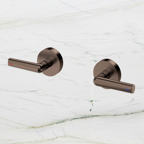 Phoenix Vivid Slimline Plus Lever Wall Top Assemblies 15mm Extended Spindles Brushed Bronze Lead Free