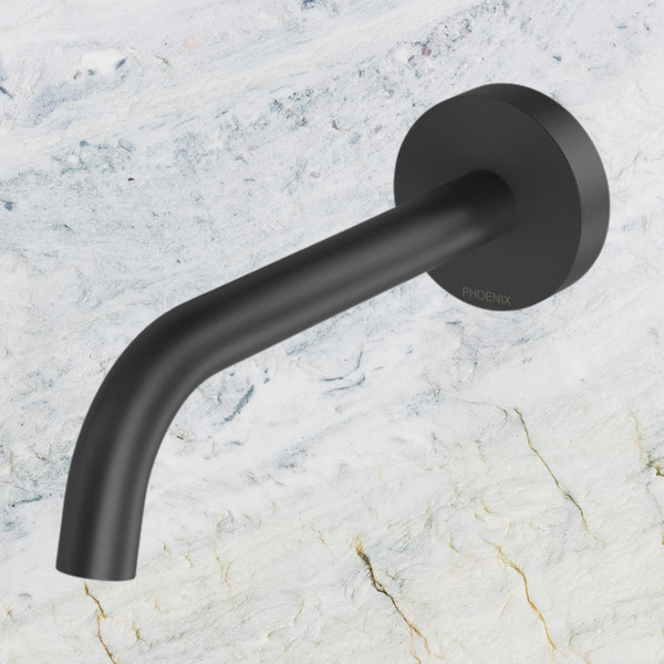Phoenix Vivid Slimline Plus Wall Basin / Bath Outlet 180mm Matte Black