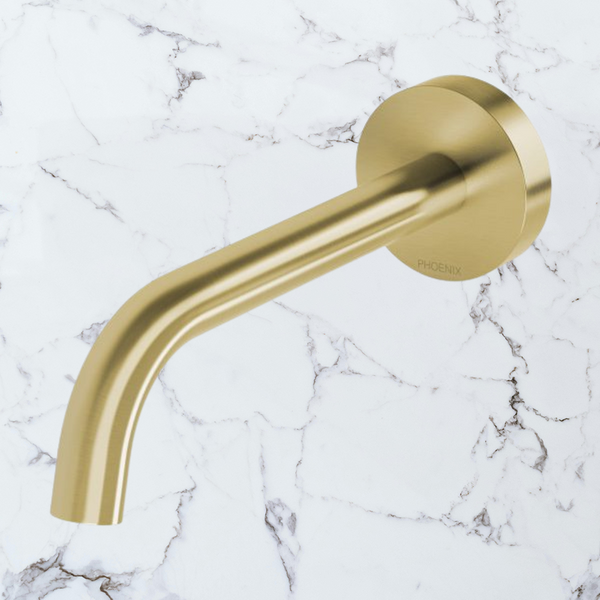 Phoenix Vivid Slimline Plus Wall Basin / Bath Outlet 180mm Brushed Gold Lead Free