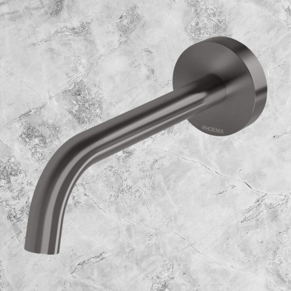 Phoenix Vivid Slimline Plus Wall Basin / Bath Outlet 180mm Brushed Carbon