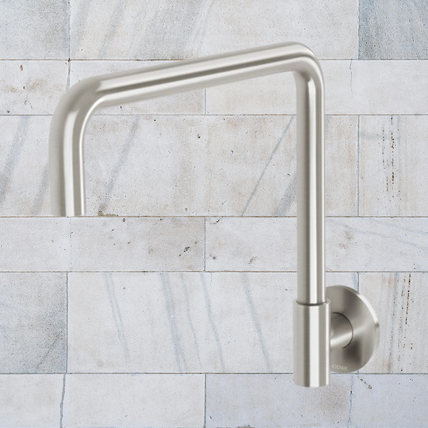 Phoenix Vivid Slimline Plus Wall Sink Outlet 240mm Squareline Brushed Nickel