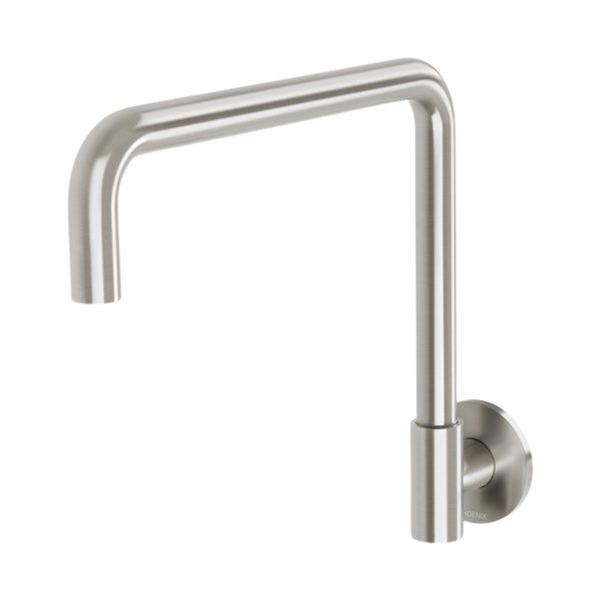 Phoenix Vivid Slimline Plus Wall Sink Outlet 240mm Squareline Brushed Nickel