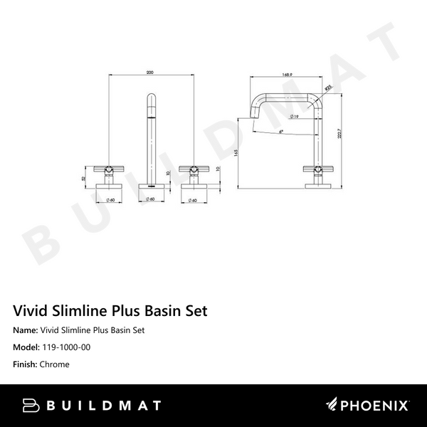 Phoenix Vivid Slimline Plus Basin Set Chrome