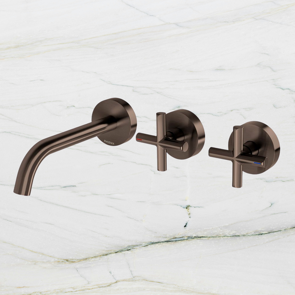 Phoenix Vivid Slimline Plus Wall Basin/Bath Hostess Set 180mm Outlet Brushed Bronze Lead Free