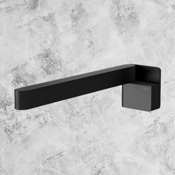 Phoenix Designer Swivel Bath Outlet 230mm Square Matte Black
