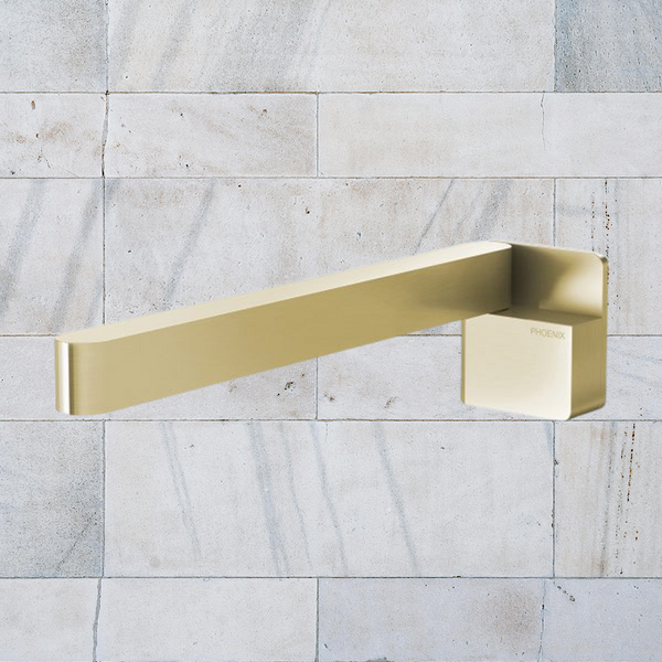 Phoenix Designer Swivel Bath Outlet 230mm Square Brushed Gold