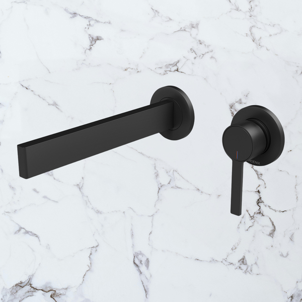 Phoenix Lexi MKII SwitchMix Wall Basin Mixer Set 200mm Fit-Off Kit Matte Black