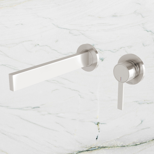 Phoenix Lexi MKII SwitchMix Wall Basin Mixer Set 200mm Fit-Off Kit Brushed Nickel