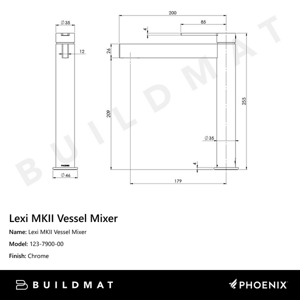 Phoenix Lexi MKII Vessel Mixer  Chrome